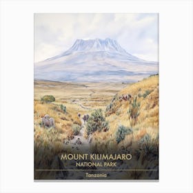 Mount Kilimajaro National Park Tanzania Watercolour 2 Canvas Print