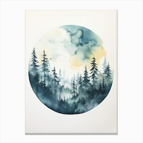 Watercolour Painting Of Boreal Forest   Northern Hemisphere 6 Canvas Print
