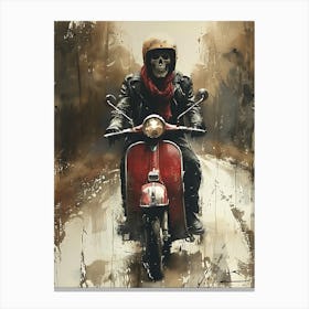 Skeleton On A Moped 5 Canvas Print