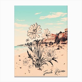 French Riviera Postcard Flowers Collage 1 Canvas Print