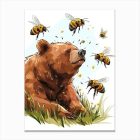 Colletidae Bee Storybook Illustration 3 Canvas Print