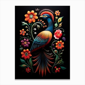 Folk Bird Illustration Pheasant 5 Canvas Print
