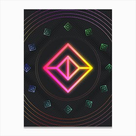 Neon Geometric Glyph in Pink and Yellow Circle Array on Black n.0370 Canvas Print