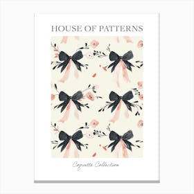 Pink And Black Bows 2 Pattern Poster Canvas Print