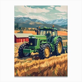 Farm Tractor In The Field Canvas Print