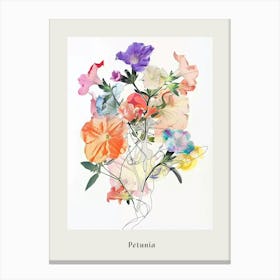 Petunia 1 Collage Flower Bouquet Poster Canvas Print