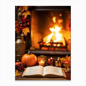 Cozy Handwritten Thanksgiving Greeting Nestled Within An Ornate Autumnal Border Featuring A Rich (4) Canvas Print