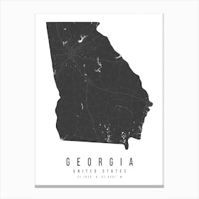 Georgia Mono Black And White Modern Minimal Street Map Canvas Print