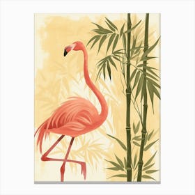 Jamess Flamingo And Bamboo Minimalist Illustration 1 Canvas Print