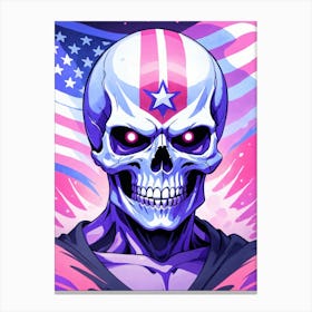 American Flag Floral Face Evil Death Skull (28) Canvas Print