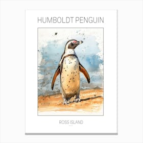 Humboldt Penguin Ross Island Watercolour Painting 2 Poster Canvas Print