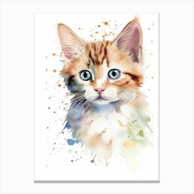 Baby Cat Kitten Watercolour Nursery 4 Canvas Print