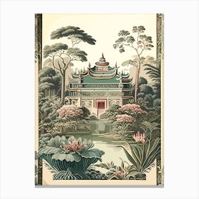 Summer Palace, 1, China Vintage Botanical Canvas Print