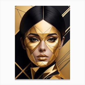 Geometric Woman Portrait Luxury Gold (12) Canvas Print