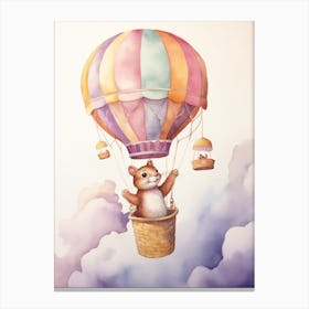 Baby Squirrel 1 In A Hot Air Balloon Canvas Print