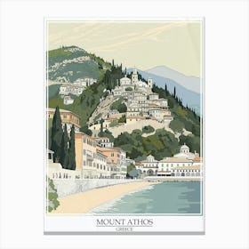 Mount Athos Greece Color Line Drawing 7 Poster Canvas Print