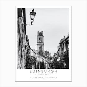 Edinburgh Scotland Black And White Canvas Print