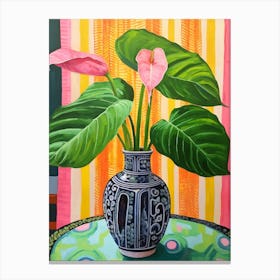 Flowers In A Vase Still Life Painting Flamingo Flower 4 Canvas Print