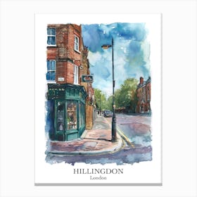 Hillingdon London Borough   Street Watercolour 2 Poster Canvas Print