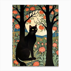 William Morris Black Cat In The Forest 15 Canvas Print