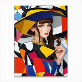 Woman In A Hat - Cubism 11 Canvas Print