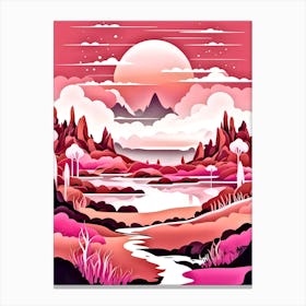 Landscape With Pink Clouds Canvas Print