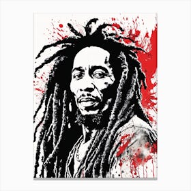 Bob Marley Portrait Ink Painting (2) Canvas Print
