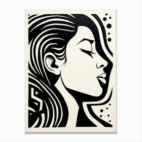 Profile Of Face Linocut Inspired  3 Canvas Print