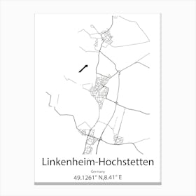 Linkenheim Hochstetten,Germany Minimalist Map Canvas Print