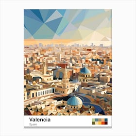 Valencia, Spain, Geometric Illustration 3 Poster Canvas Print
