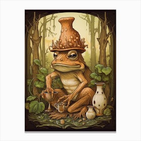 Wood Frog On A Throne Storybook Style 11 Canvas Print