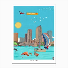 Tampa Bay Art Print - Tampa Skyline Illustration - Florida Travel Art Poster - Tampa Wall Decor, Tampa FL Print Canvas Print