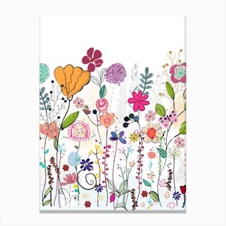 Colorful Wildflowers And Flower Field Canvas Print
