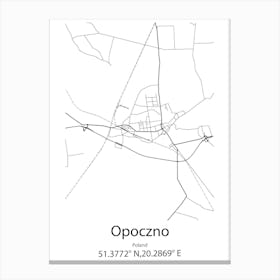 Opoczno,Poland Minimalist Map Canvas Print