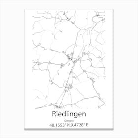 Riedlingen,Germany Minimalist Map Canvas Print