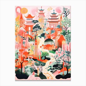 Yuyuan Gardens Abstract Riso Style 2 Canvas Print