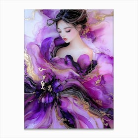 Asian Girl In Purple Dress Canvas Print