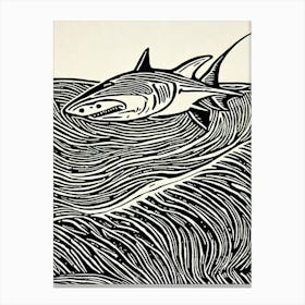 Bonnethead Shark Linocut Canvas Print