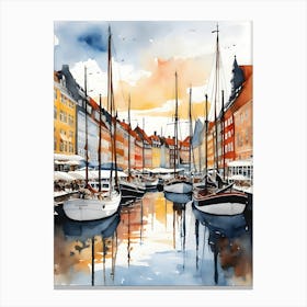 Copenhagen Denmark Watercolor 1 Canvas Print