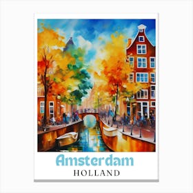 Netherlands Amsterdam, travel poster, wall art print, Amsterdam painting,23 Canvas Print