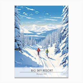 Big Sky Resort   Montana Usa, Ski Resort Poster Illustration 2 Canvas Print