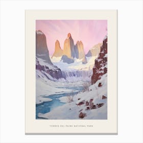 Dreamy Winter National Park Poster  Torres Del Paine National Park Argentina 3 Canvas Print