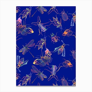 Insects Blue Canvas Print