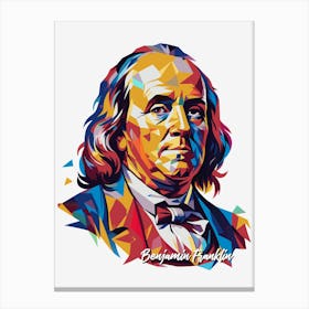 Benjamin Franklin 2 Portrait WPAP Pop Art Canvas Print