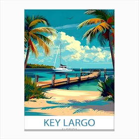 Key Largo Florida Print Gateway To The Keys Art Coral Reef Poster Tropical Paradise Wall Decor Florida Keys Illustration Island Escape 1 Canvas Print