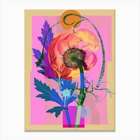 Ranunculus 2 Neon Flower Collage Canvas Print
