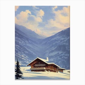 Madonna Di Campiglio, Italy Ski Resort Vintage Landscape 3 Skiing Poster Canvas Print