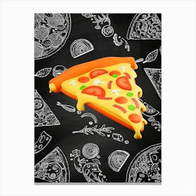 Pizza, plastic 3D — Food kitchen poster/blackboard, photo art Canvas Print