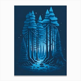 A Fantasy Forest At Night In Blue Theme 50 Canvas Print