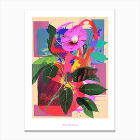 Morning Glory 5 Neon Flower Collage Poster Canvas Print